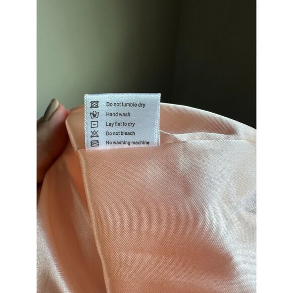 Women's Cut Peach Layered Satin Lined Elastic Waist Tulle Midi Tutu Skirt Size S - Picture 6 of 6